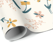 穏やかなピンクの花柄 ラッピングペーパー (ロールコーナー)