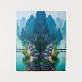 穏やかなピークと巻き水 – 自然風景 タペストリー