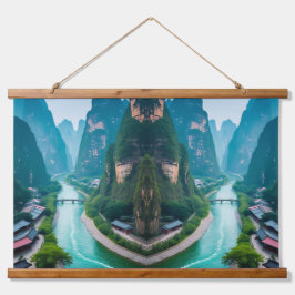 穏やかなピークと巻き水 – 自然風景 吊り下げ型タペストリー