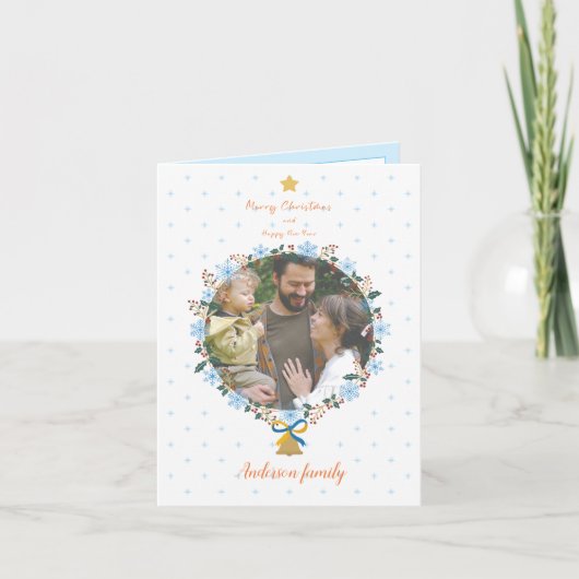 穏やかなフローラクリスマスと新年の写真 シーズンカード (正面)