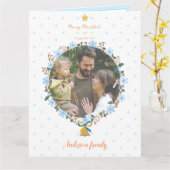 穏やかなフローラクリスマスと新年フォトホリデー カード (黄色い花)