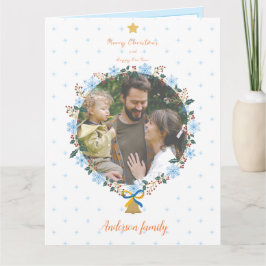 穏やかなフローラクリスマスと新年フォトホリデー カード