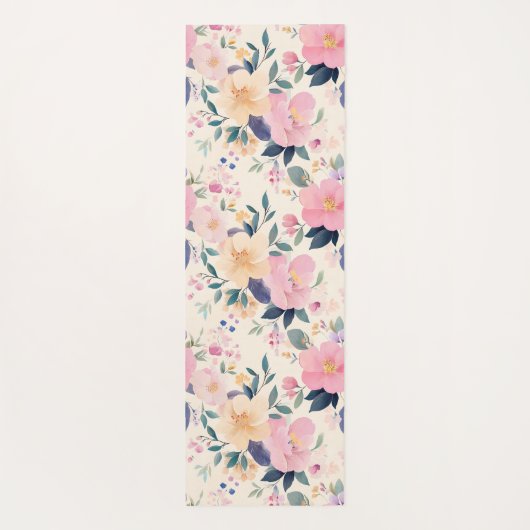 穏やかなフローラピンクフローエレガント落ち着く美学 ヨガマット (裏面)