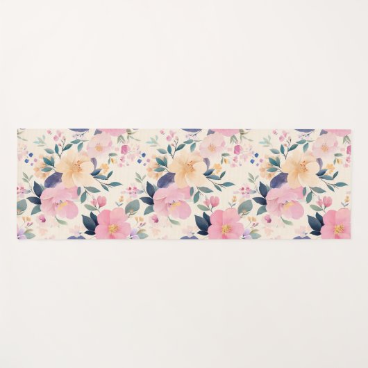 穏やかなフローラピンクフローエレガント落ち着く美学 ヨガマット (正面(横))