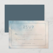 穏やかなブルーの水彩RSVP 出欠カード (正面/裏面)