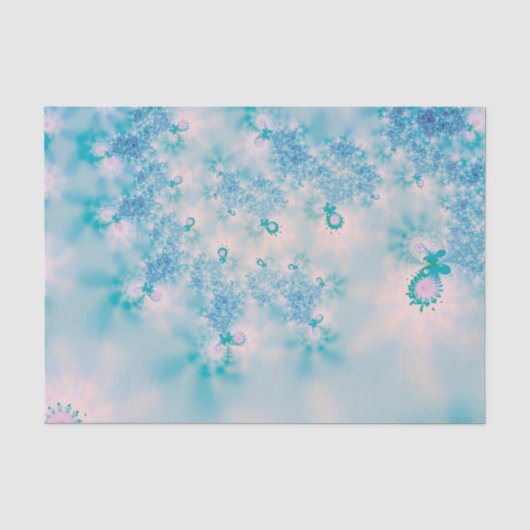 穏やかなブルーの瞑想バタフライ アート 薄葉紙 (正面)