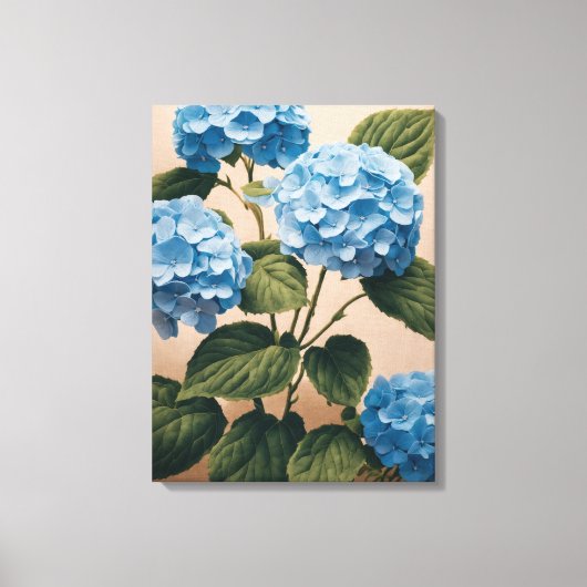 穏やかなブルーアジサイ絵画ズ キャンバスプリント (正面)