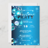 穏やかなブルーウィンターナイト企業のクリスマス 招待状 (正面)