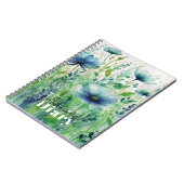 穏やかなブルーフローラ水彩日記エレガント付き ノートブック (左側)