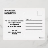 穏やかなブルーホワイトウィンターワンダーランドクリスマス 箔シーズンポストカード (裏面)