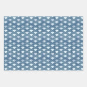 穏やかなブルーモチーフ：ファン、波、幾何学的デザイン ラッピングペーパーシート (正面3)