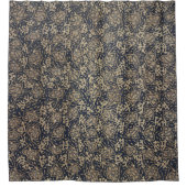 穏やかなブルー&クリームろうけつ染めシャワーカーテン シャワーカーテン (正面)