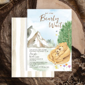 穏やかなベージュの水の色クマ家族の赤ちゃんシャワー 招待状