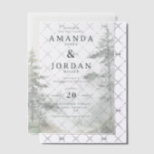 穏やかなベージュの水彩松の木 ベラム紙招待状 (オフセット (招待状))