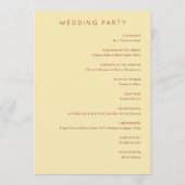 穏やかなベージュの秋の葉の結婚式 プログラム (裏面)