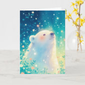 穏やかなホッキョクグマの瞳 カード (黄色い花)