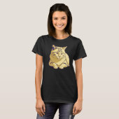 穏やかなポーズの猫 – 静かな休息のミニマルデザイン Tシャツ (正面フル)