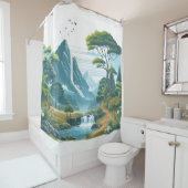 穏やかなマウンテンリバーストリームシャワーカーテン シャワーカーテン (インサイチュ)