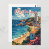 穏やかなマルティニケのビーチスケープ ポストカード (正面/裏面)