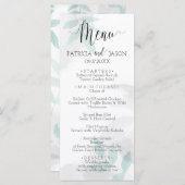 穏やかなミントとグレー結婚のディナーメニュー メニュー (正面/裏面)