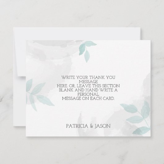 穏やかなミントとグレー結婚の サンキューカード (裏面)
