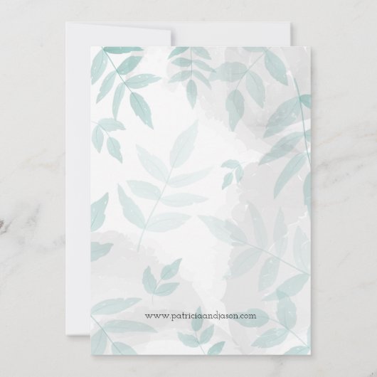 穏やかなミントとグレー結婚の 招待状 (裏面)