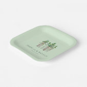 穏やかなミントの水彩松の木 ペーパープレート (傾斜あり)