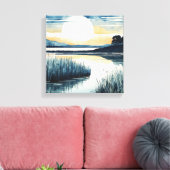 穏やかなムーンライトレイク キャンバスプリント (インサイチュ (リビング))