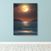 穏やかなムーンライト海 キャンバスプリント (インサイチュ (ウッドフロア))