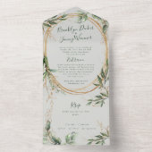 穏やかなユーカリエレガントプスグリーンブリーズシーガラス オールインワン招待状 (内側)