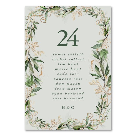 穏やかなユーカリエレガントプスグリーンブリーズシーガラス テーブルナンバー (裏面)