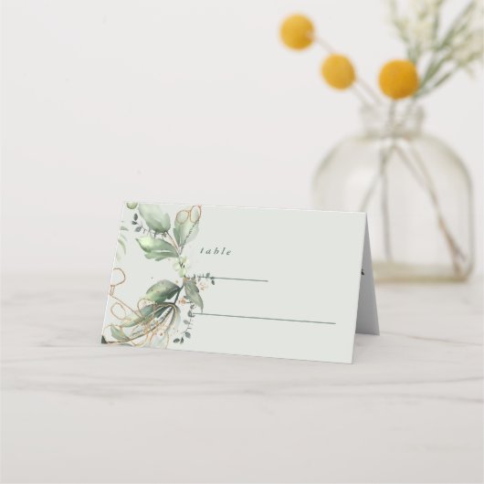 穏やかなユーカリエレガントプスグリーンブリーズシーガラス プレイスカード (裏面)