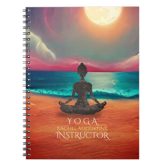 穏やかなヨガ瞑想 月光の空 海岸 ノートブック (正面)
