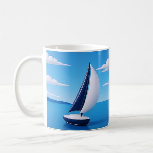 穏やかなヨット 海 コーヒーマグカップ (左)