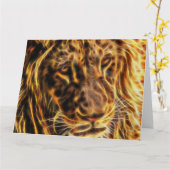 穏やかなライオンのGahrのグラフィックによる大きい挨拶状 カード (黄色い花)