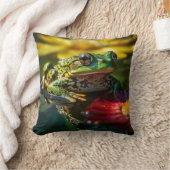 穏やかなリリーパッドフロッグ – 鮮やか自然 クッション (ブランケット)