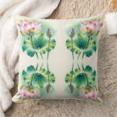 穏やかなロータスブリス：穏やかな水彩ピロードデ クッション (ブランケット)