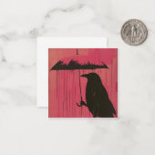 穏やかな交響曲：雨滴とカラス ノートカード (正面/裏面インサイチュ)