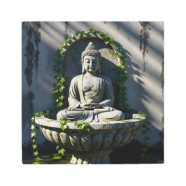 穏やかな仏像の泉 メタルプリント