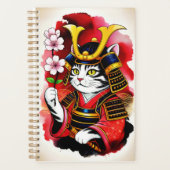穏やかな侍猫の桜で組織化と目標達成 プランナー手帳 (正面)