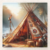 穏やかな先住民インディアンテペバイザ穏やかな川 ガラスコースター (正面)