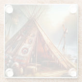 穏やかな先住民インディアンテペバイザ穏やかな川 ガラスコースター (裏面)