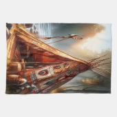 穏やかな先住民インディアンテペバイザ穏やかな川 キッチンタオル (横)