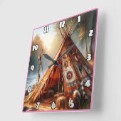 穏やかな先住民インディアンテペバイザ穏やかな川 スクエア壁時計 (傾斜)