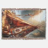 穏やかな先住民インディアンテペバイザ穏やかな川 スローブランケット (正面)