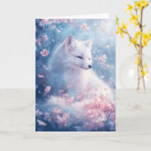 穏やかな冬のキツネが落ち込む花びら カード (黄色い花)