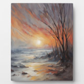 穏やかな冬の夕日 – 自然景観芸術 フォトプラーク (正面)