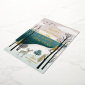 穏やかな冬の森と鹿 | ゴールドのクリスマス 箔シーズンカード (回転した状態)