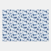 穏やかな冬の森の水の色パターン ラッピングペーパーシート (正面3)