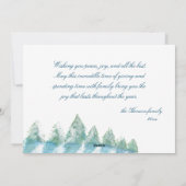 穏やかな冬の森の水彩画クリスマス写真 シーズンカード (裏面)